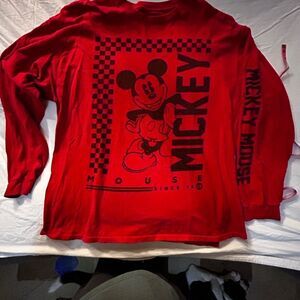 Disney Mickey LS red tee shirt. Size L